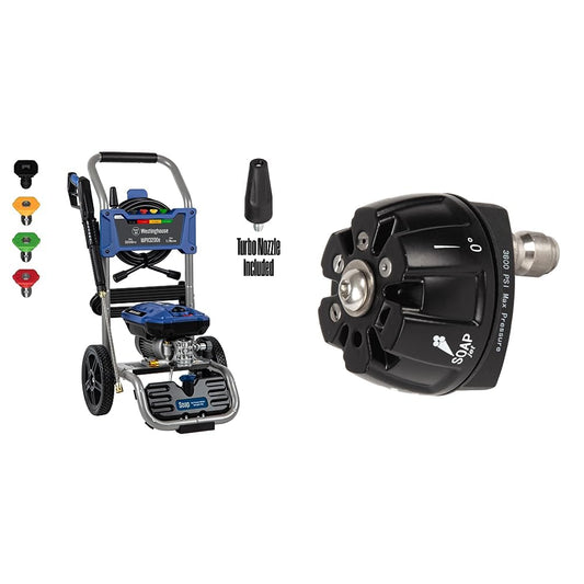 Westinghouse WPX3200e Electric Pressure Washer, 3200 PSI and 1.76 Max GPM, Induction Motor, Onboard Soap Tank, Spray Gun and Wand & Pressure Washer 6-in-1 Nozzle Attachment - 3600 Max PSI, 1/4”