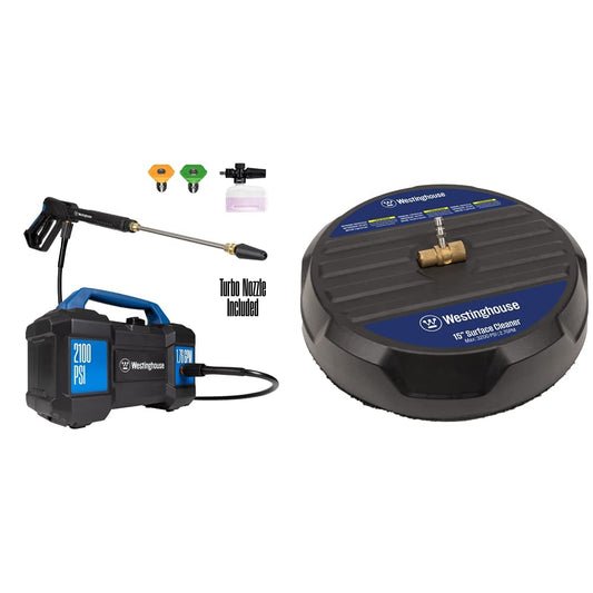 Westinghouse ePX3100v Electric Pressure Washer, 2100 Max PSI 1.76 Max GPM, Built-in Carry Handle & Universal 15” Pressure Washer Surface Cleaner Attachment