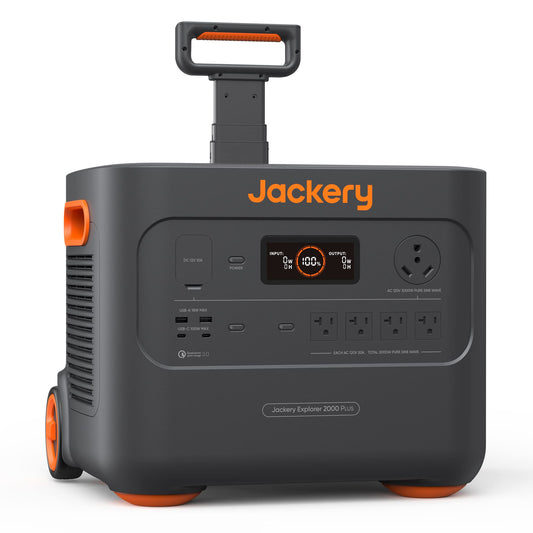 Jackery Centrale électrique portable Explorer 2000 Plus, générateur solaire avec batterie LiFePO4 2042 Wh, sortie 3000 W, extensible à 24 kWh 6000 W, compatible avec panneau solaire pour camping-car et urgence en plein air 