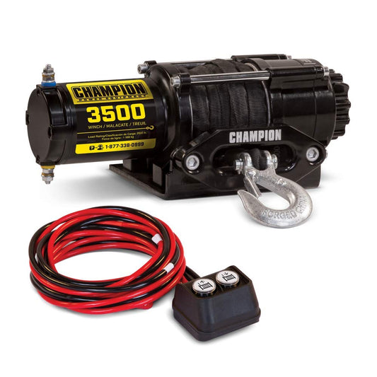 Champion Power Equipment-100428 Kit de treuil à corde synthétique pour VTT/UTV, 3 500 lb. 3500 lb + VTT/UTV + Hawes 