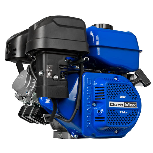 DuroMax XP9HPE 274cc 1-Inch Shaft Electric Start Gasoline Engine, Blue 274cc Gas Electric Start
