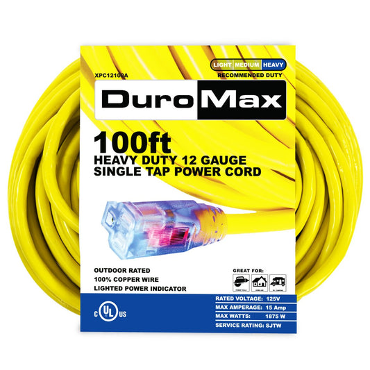 DuroMax XPC12100A Outdoor Extension Cord, XPC12100A 100' 12-Gauge Single Tap