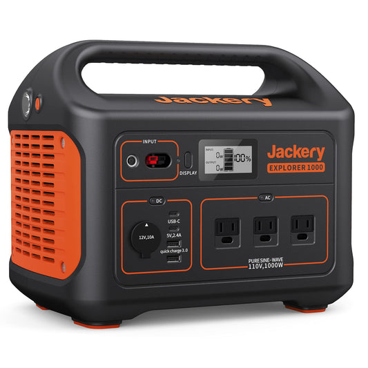 Jackery Explorer 1000 Centrale électrique portable, capacité de 1002 Wh avec 3 prises CA de 1000 W, générateur solaire (panneau solaire non inclus) pour secours à domicile, urgence, camping en plein air 