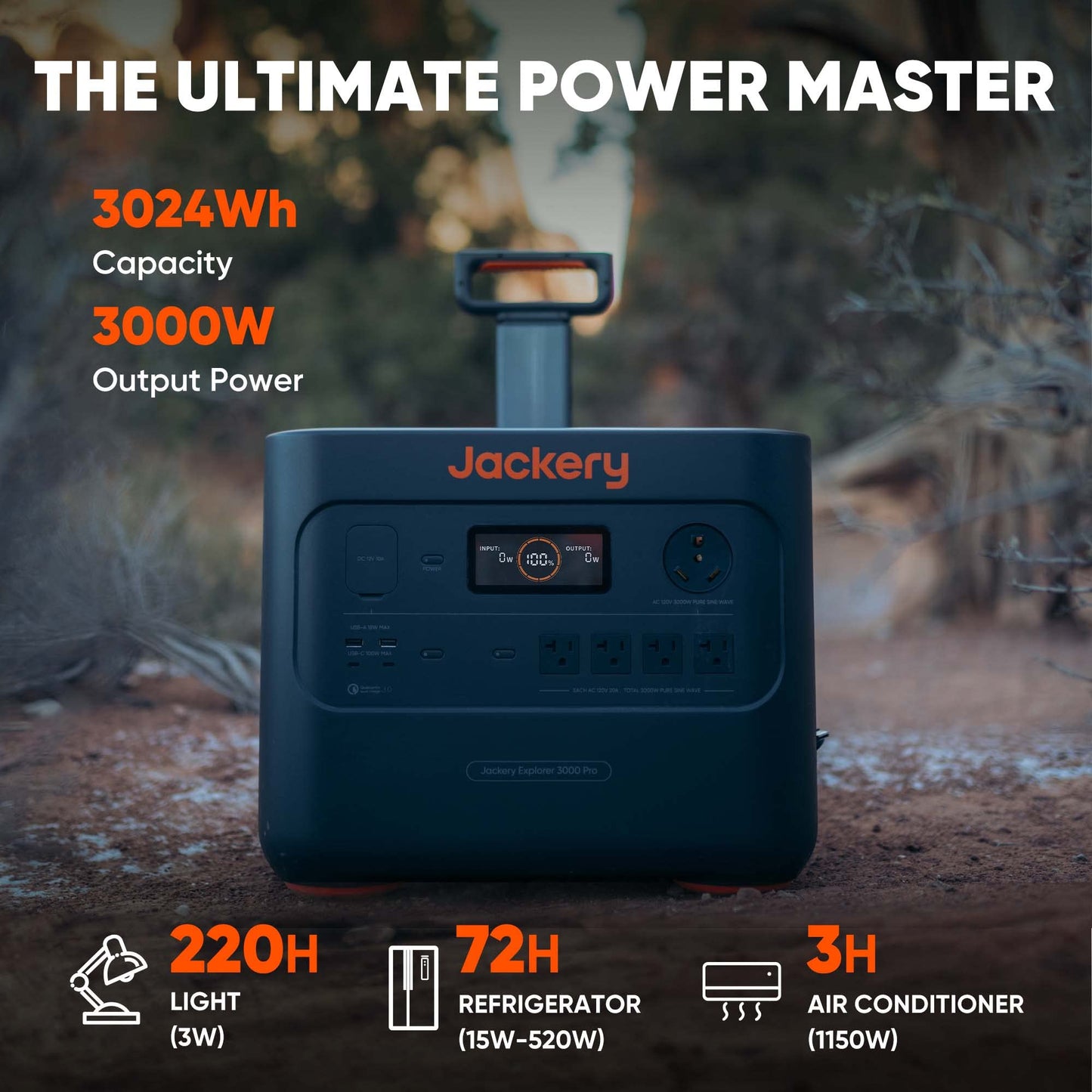 Jackery Solar Generator 3000 PRO 400W, 3024Wh Power Station with 2x200W Solar Panels, Fast Charging in 2.4 Hours, Intelligent BMS, 2xPD 100W Ports for RV Outdoor Camping & Power Outages Black, Orange Solar Generator 3000Pro 400W