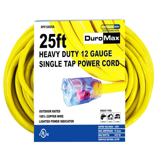 DuroMax XPC12025A Outdoor Extension Cord 25' 12-Gauge Single Tap