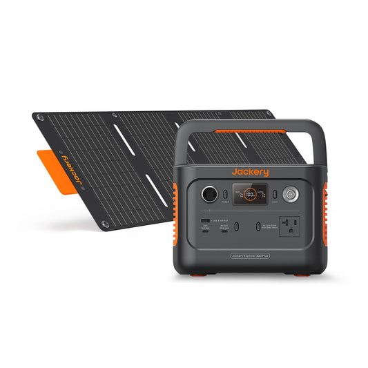Jackery Solar Generator 300 Plus Portable Power Station with 40W Book-sized Solar Panel, 288Wh Backup LiFePO4 Battery, 300W AC Outlet, Only 5KG for RV, Outdoors, Camping, Traveling, and Emergencies Solar Generator 300 Plus 40W