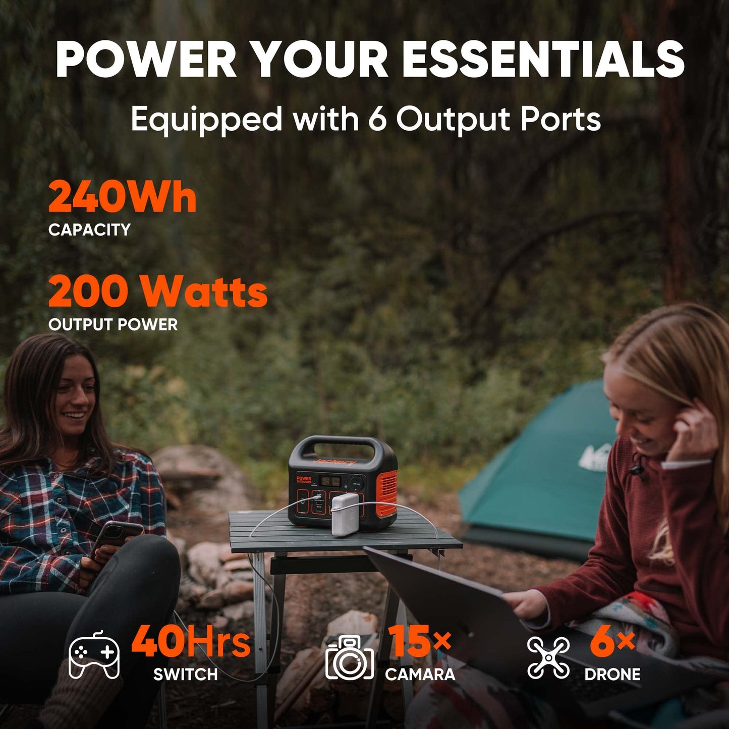 Jackery Portable Power Station Explorer 240, 240Wh Backup Lithium Battery, 110V/200W Pure Sine Wave AC Outlet, Solar Generator (Solar Panel Not Included) for Outdoors Camping Travel Hunting Emergency Portable Power Station 240