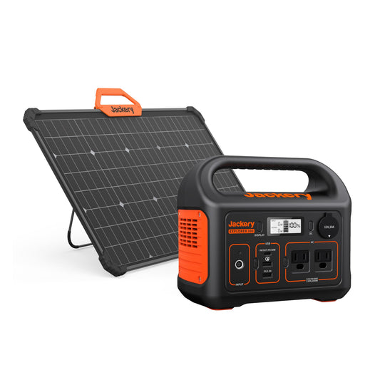 Jackery Solar Generator 300, 293Wh Backup Lithium Battery with 1XSolarSaga 80W Solar Panel, 110V/300W Pure Sine Wave AC Outlet for RV Outdoors Camping Travel Blackout