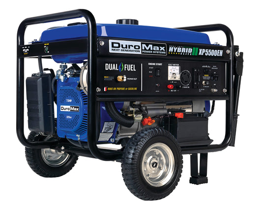 DuroMax XP5500EH Electric Start-Camping & RV Ready, 50 State Approved Dual Fuel Portable Generator-5500 Watt Gas or Propane Powered, Blue/Black 5,500-Watt Dual Fuel