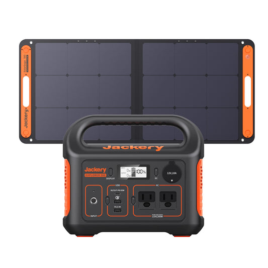 Jackery Solar Generator 300, 293Wh Backup Lithium Battery with 1XSolar Panel SolarSaga 100W, 110V/300W Pure Sine Wave AC Outlet for RV Outdoors Camping Travel Blackout Solar Generator 300 100W