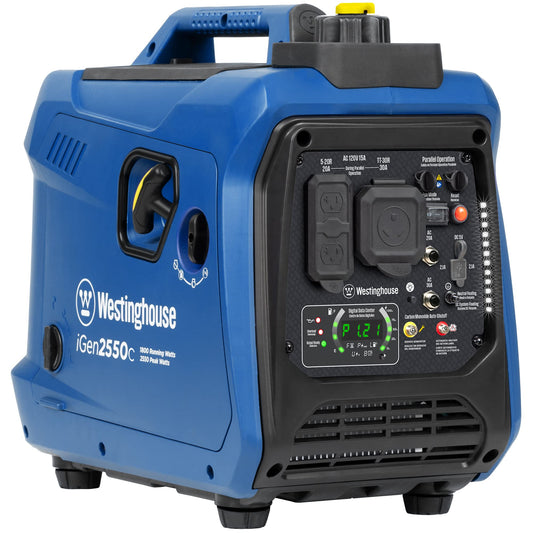 Westinghouse 2550W Portable Inverter Generator | Super Quiet | RV Ready | Gas Powered | CO Sensor | Parallel Capable | Long Run Time | Blue