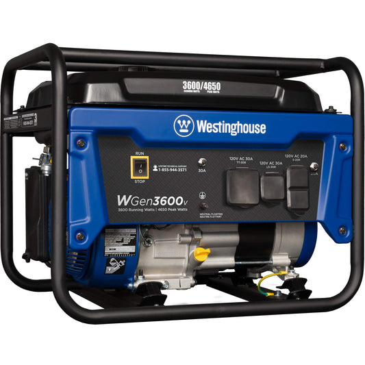 Westinghouse Outdoor Power Equipment 4650 Peak Watt Portable Generator, RV Ready 30A Outlet, Gas Powered, CARB Compliant, Blue 4650W