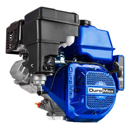 DuroMax XP20HPE 500cc 1-Inch Shaft Recoil/Electric Start Gas Powered Engine, Blue 500cc Gas Electric Start
