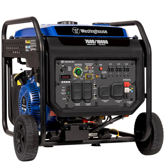 Westinghouse Outdoor Power Equipment 10000 Peak Watt Portable Open Frame Inverter Generator, Remote Electric Start with Auto Choke, Transfer Switch Ready, Gas Powered, CO Sensor, CARB Compliant 10000W Inverter