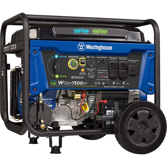 Westinghouse Outdoor Power Equipment 9500 Peak Watt Dual Fuel Home Backup Portable Generator, Remote Electric Start, Transfer Switch Ready, Gas & Propane Powered, CARB Compliant 9500W Dual Fuel