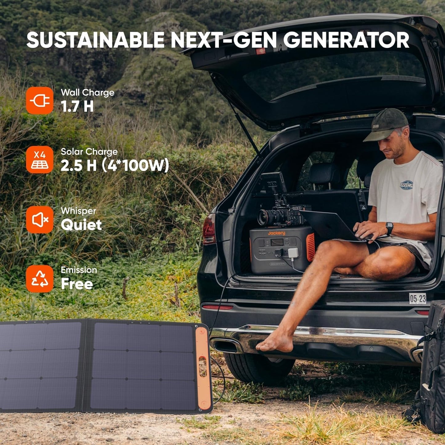 Jackery Explorer 700 Plus Portable Power Station + SolarSaga 100W Solar Panel, 681Wh 1000W (2000W Peak) Solar Generator Lithium LiFePO4 Battery Backup with BMS Protections for Outdoors, Camping Solar Generator 700 Plus 100W