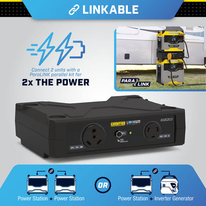 Champion Power Equipment 201108 Lithium Series 30-Amp RV Linking ParaLINK Ready Power Stations Parallel Kit, Black