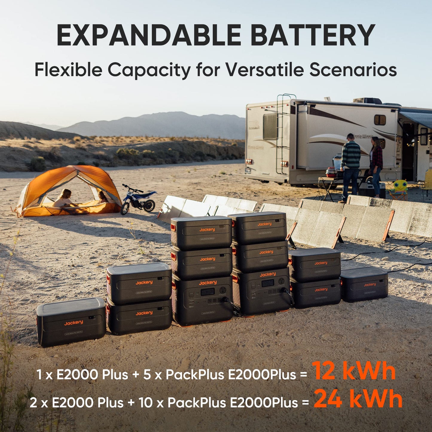 Jackery Explorer Kit 4000, Explorer 2000 Plus and 1X PackPlus E2000 Plus Expandable Battery, 4085 Wh LiFePO4 Battery with 3000W Output for Outdoor RV Camping and Home Emergency Explorer 2000 Plus Kit