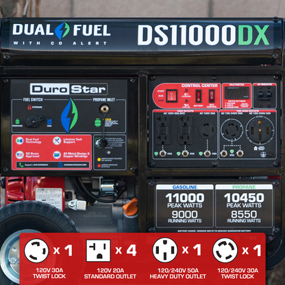 11,000 Watt Dual Fuel Portable Generator w/ CO Alert