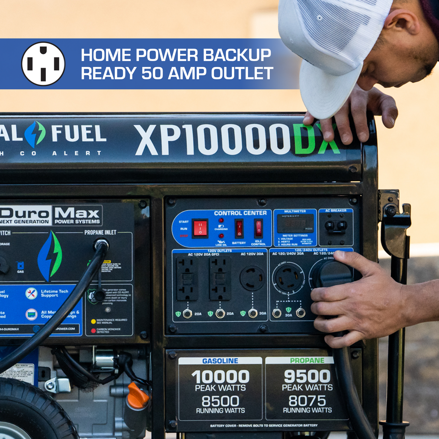 10,000 Watt Dual Fuel Portable Generator w/ CO Alert